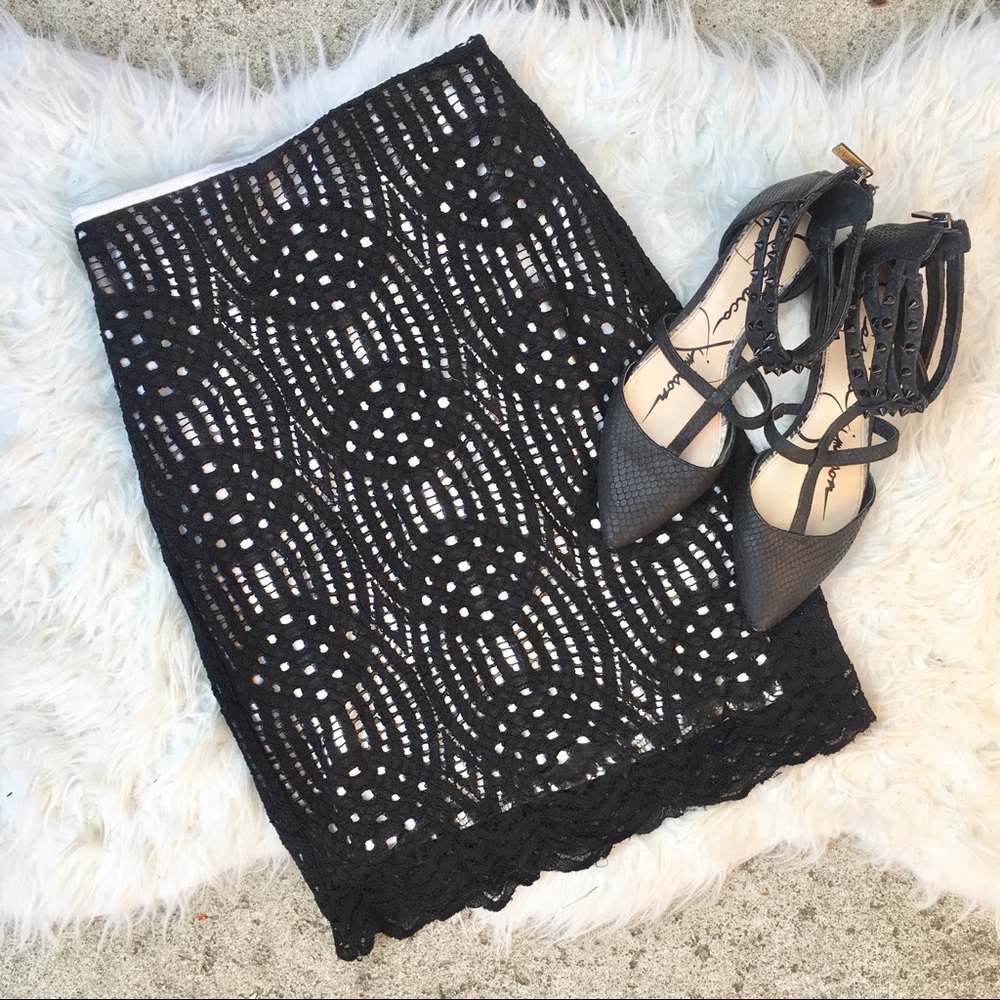 Overlay Lace Black White Skirt